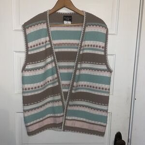 Lovely Southern Lady Open Long Knitted Vest Muted Earth Tones Size Medium Ladies